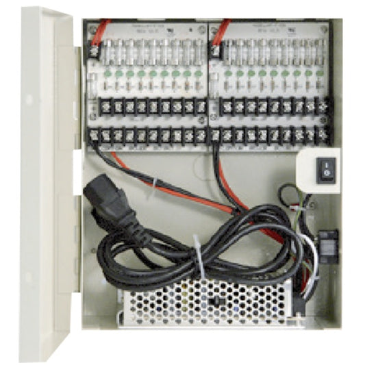 12-Amp, 12V DC Power Supply Box With 18 Ports, Fuse
